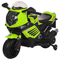 Дитячий мотоцикл з двигуном, на акумуляторі, шкір.сидіння M 3578EL-5 Салатовий