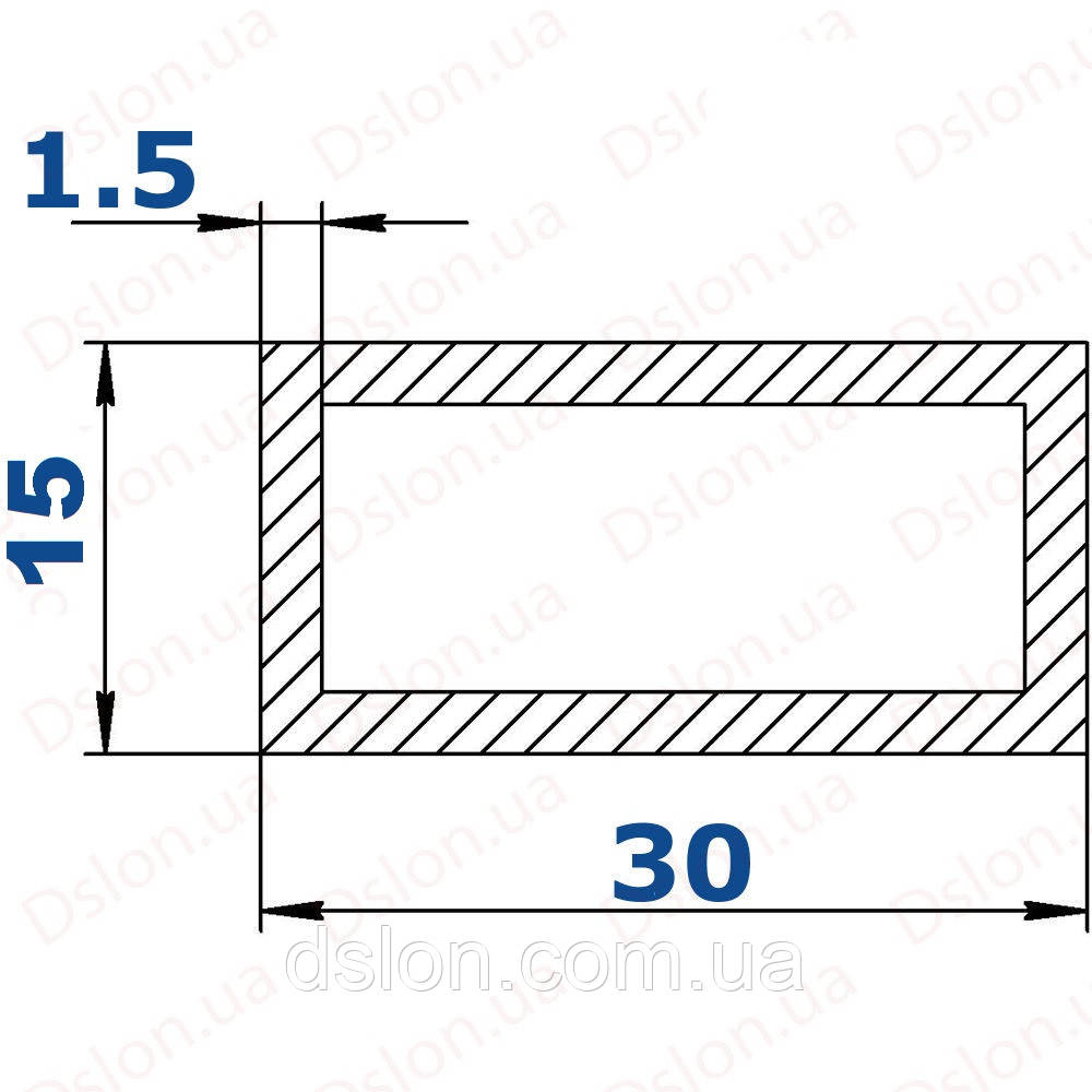 Труба прямокутна 15*30*1,5 мм.