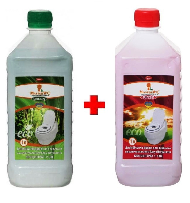 Рідина для біотуалета концентрат 1:100 Green MasterWC + Rinse MasterWC 1 л +1 л