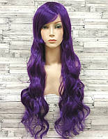 Перука фіолетова довга хвиляста з довгим чубчиком жіноча для жінок 80см зі штучного волосся