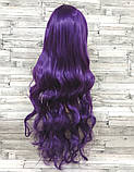 Перука фіолетова довга хвиляста з довгим чубчиком жіноча для жінок 80см зі штучного волосся, фото 2