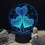 Міжнародний жіночий день подарунки 3D Світильник I Love You, Подругам на 8 березня Привітання,8 березня дівчаткам, фото 3
