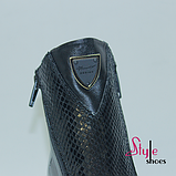 Жіночі черевики демісезонні з натуральної чорної шкіри на 2-х блискавках, фото 4