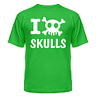 Стильна молодіжна футболка з нанесенням прикольного напису Love skulls