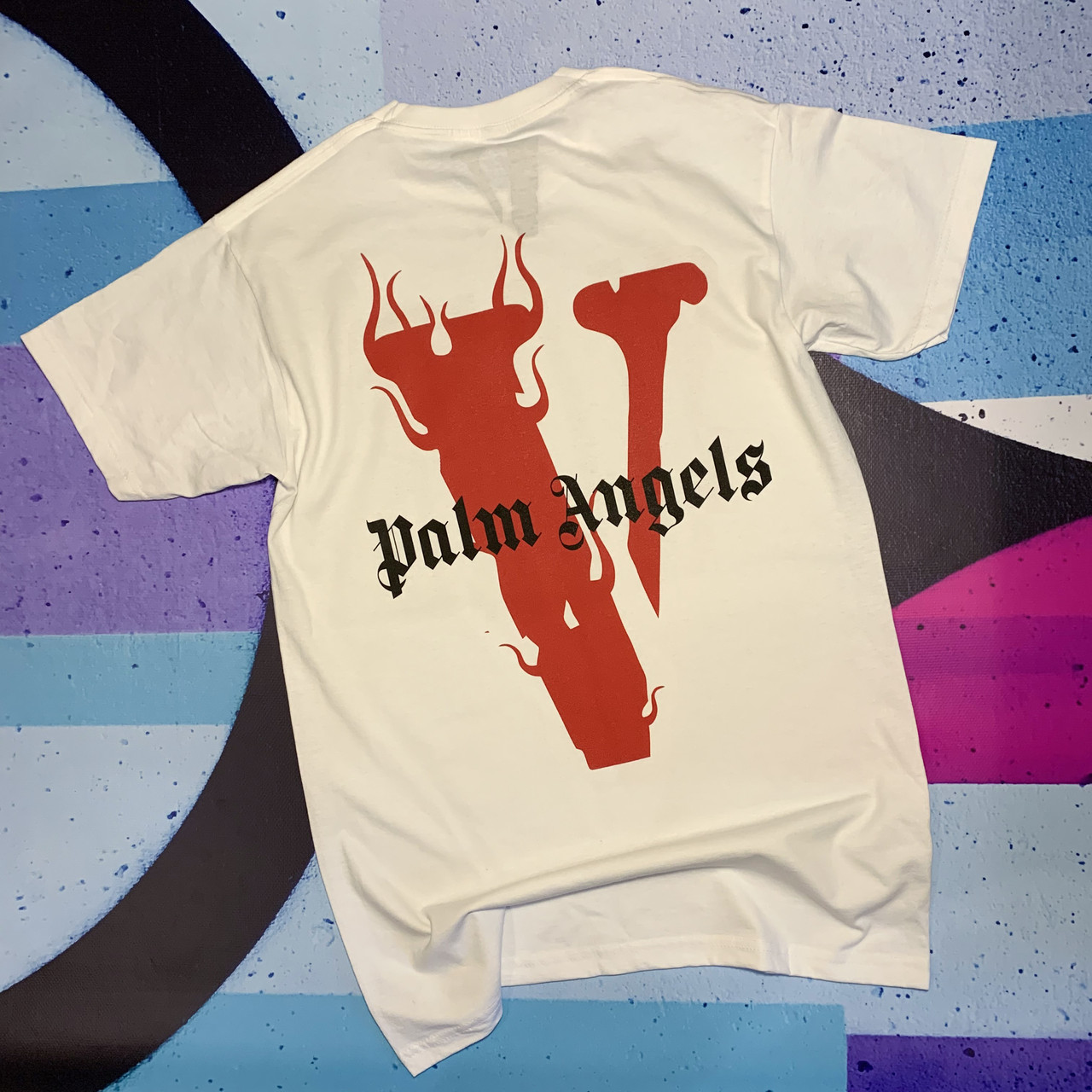 Футболка біла Palm Angels x Vlone Red • Палм Анджелс футболка XS
