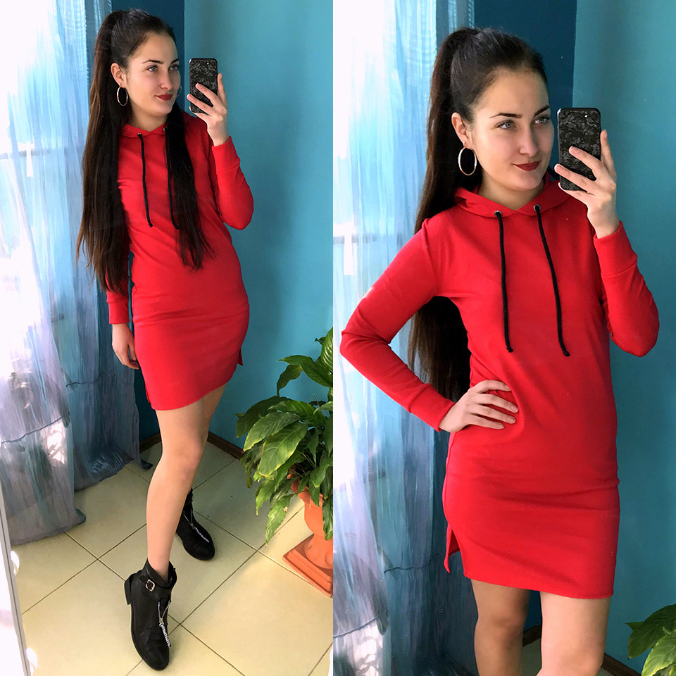 Спортивна сукня-туніка з капюшоном, фото 1