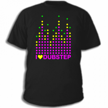 Чорна стильна футболка клубна яскравий принт I love Dubstep