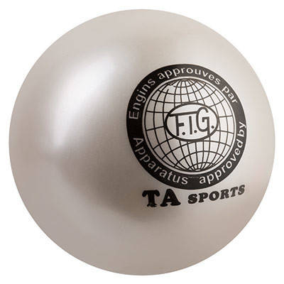 М'яч гімнастичний TA SPORT, 400г, 19 см, гліттер, білий, фото 1