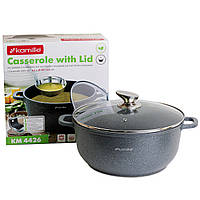 Каструля з кришкою Kamille KM-4426 6.5л Каструля з литого алюмінію Каструля з антипригарним покриттям
