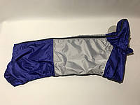 Комбінезон - дощовик 41 см розм Такса середня з капюшоном синій/сірий для собак