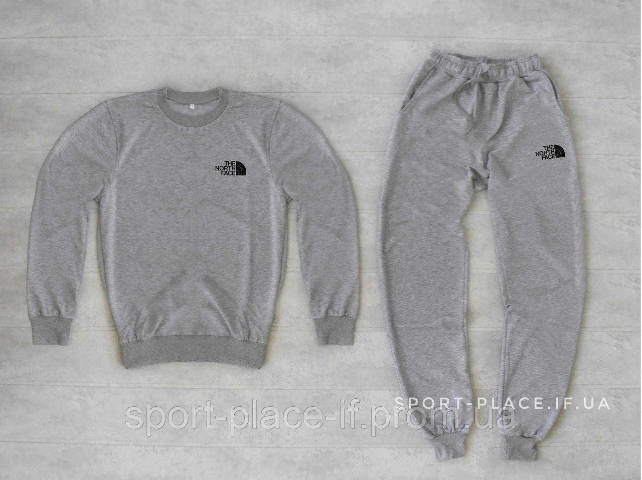 Чоловічий спортивний костюм The North Face (Норс Фейс) світло сірий світшот , штани (толстовка лонгслив худі)