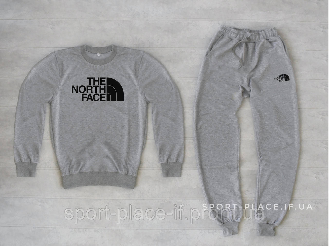 Чоловічий спортивний костюм The North Face (Норс Фейс) світло сірий світшот , штани (толстовка лонгслив худі)