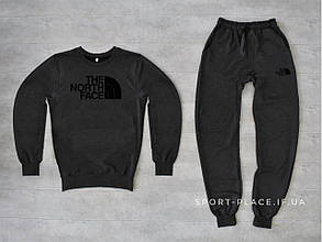 Чоловічий спортивний костюм The North Face (Норс Фейс) темно сірий світшот , штани (толстовка лонгслив худі)