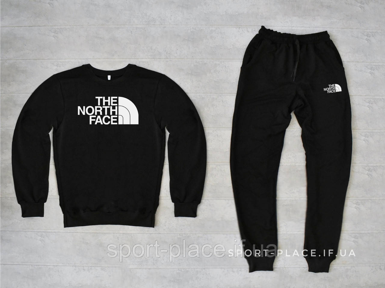 Чоловічий спортивний костюм The North Face (Норс Фейс) чорний світшот, штани (толстовка лонгслів худі)