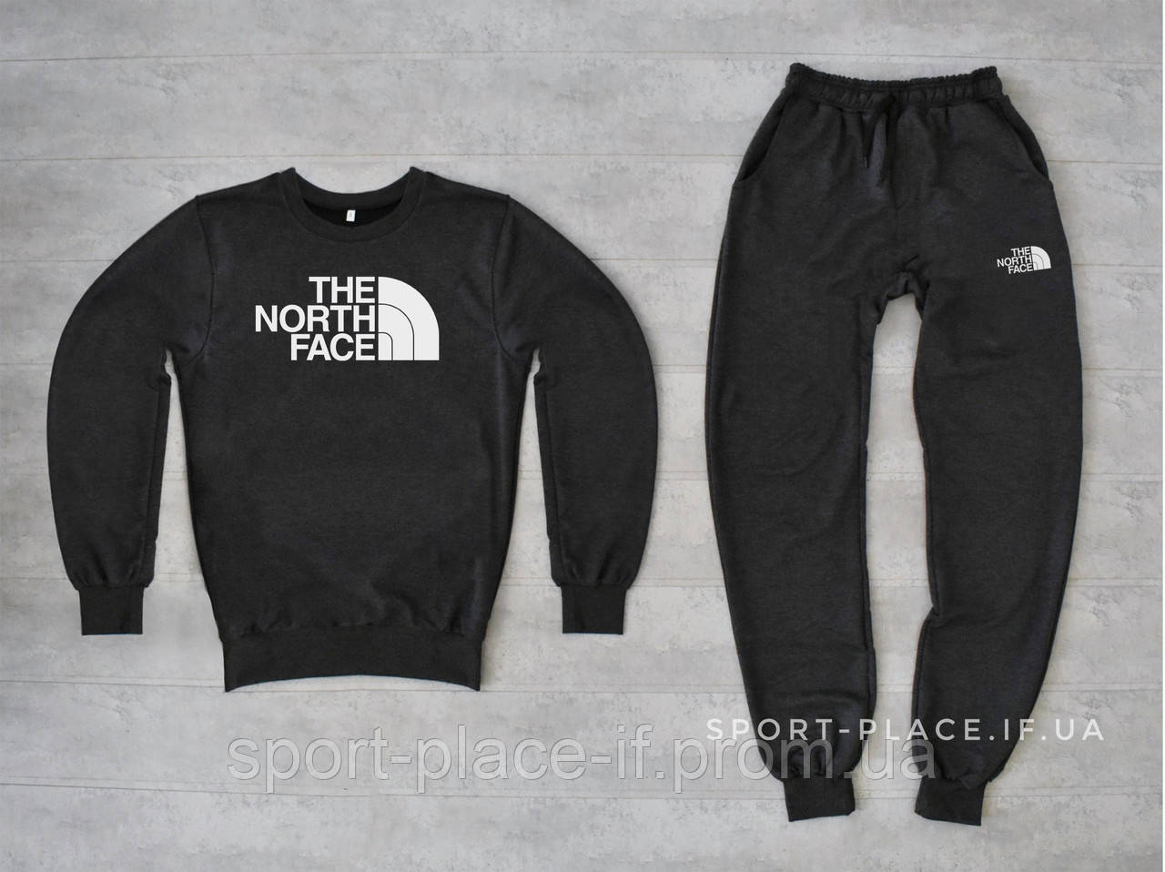 Чоловічий спортивний костюм The North Face (Норс Фейс) темно сірий світшот , штани (толстовка лонгслив худі)