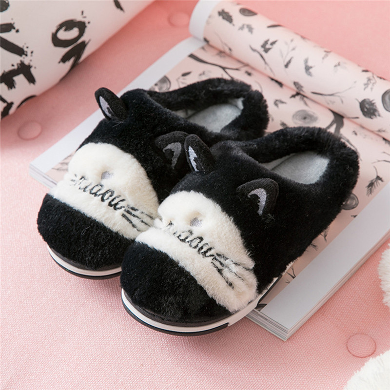 Тапочки домашні жіночі теплі хутряні Коти. М'які пухнасті капці з вушками, 39-40 р. (чорні), фото 1