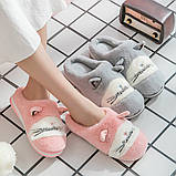 Тапочки домашні жіночі теплі хутряні Коти. М'які пухнасті капці з вушками, 39-40 р. (чорні), фото 4