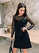 Коротке чорне вільне плаття з сіткою, фото 6