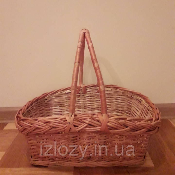 Кошик пасхальний, дві ручки, плетіння з лози