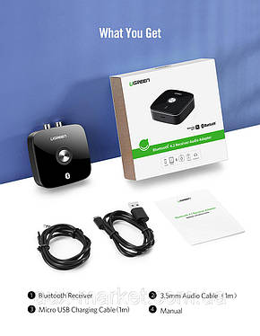 Bluetooth 5.0 адаптер Ugreen 40759 aptx + 2RCA кабель, фото 3