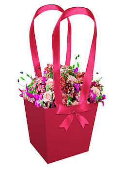 Паперова сумка для квітів (13 см) бордова