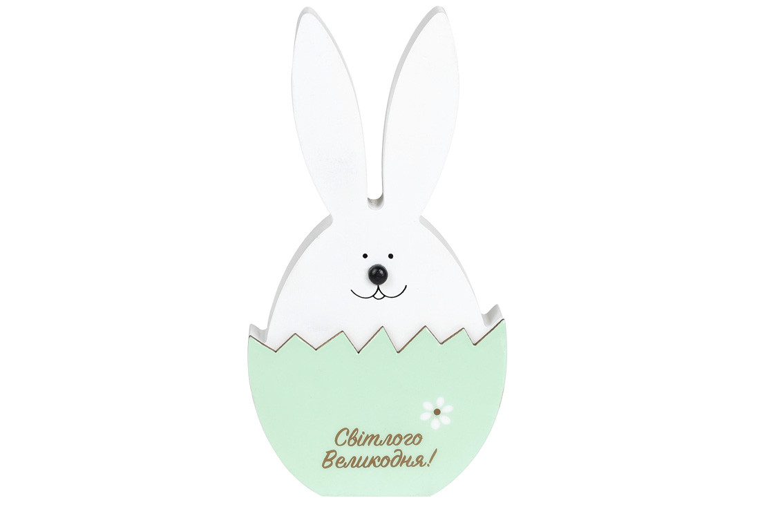 Дерев'яна фігурка Великодній зайчик, 20см, колір - зелений - 6 шт УПАКОВКА ТОВАР ВІД ВИРОБНИКА
