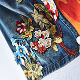Модна джинсова спідниця з вишивкою, фото 4