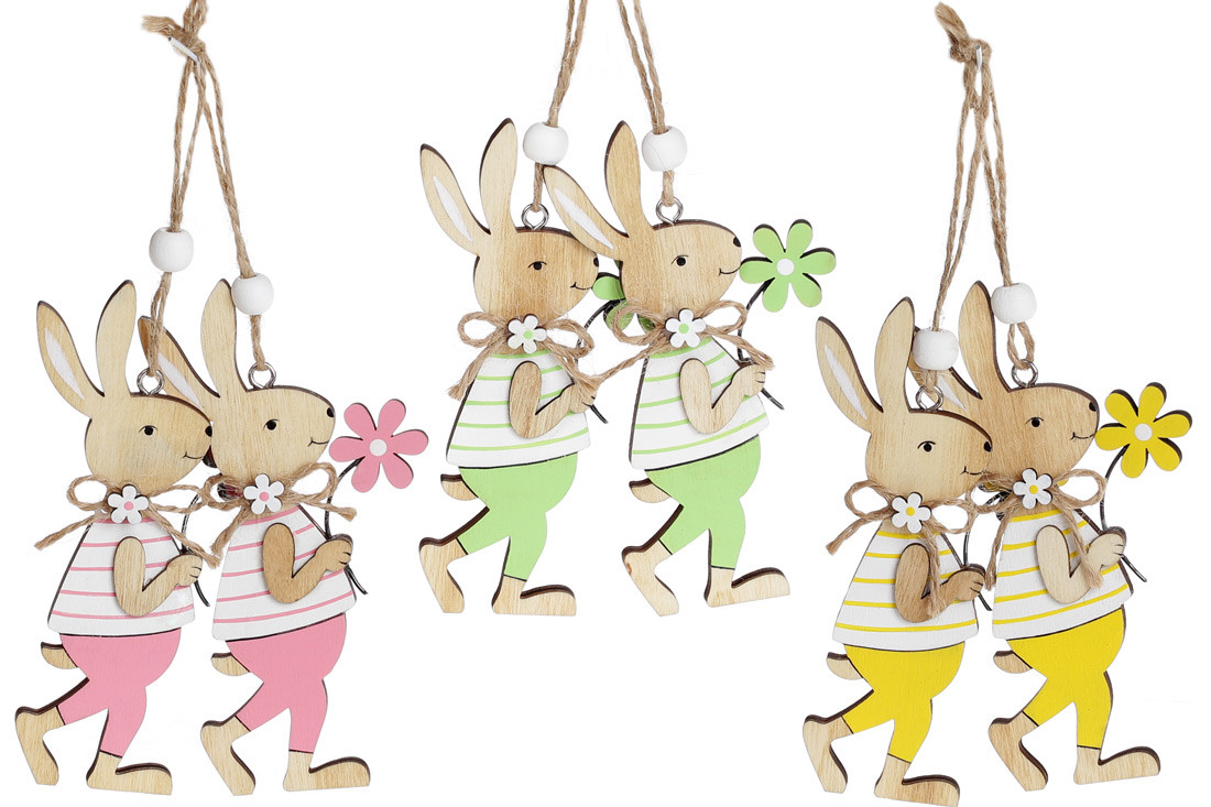 Набір (2шт) великодніх прикрас на підвісі Кролик, 3 дизайну, 12см - 12 шт УПАКОВКА ТОВАР ВІД ВИРОБНИКА