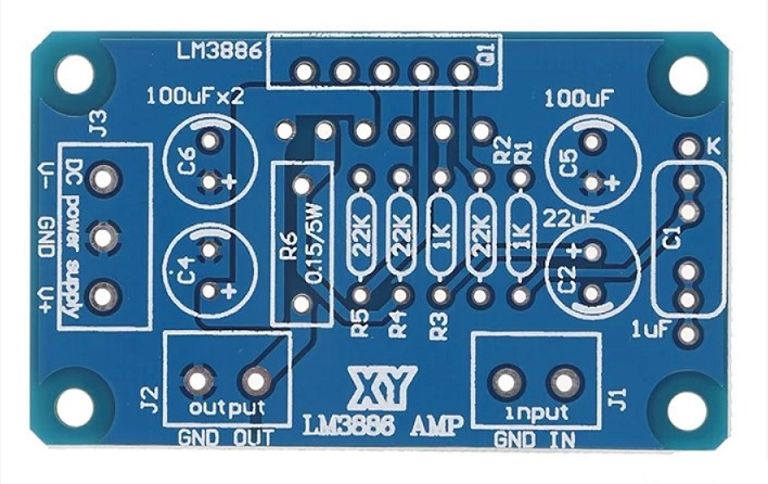 Порожня плата для складання підсилювача на базі LM3886. PCB - друкована плата