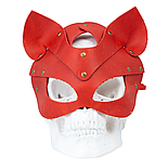 Премиум маска кошечки LOVECRAFT, натуральная кожа, красная, подарочная упаковка 777Store.com.ua, фото 3