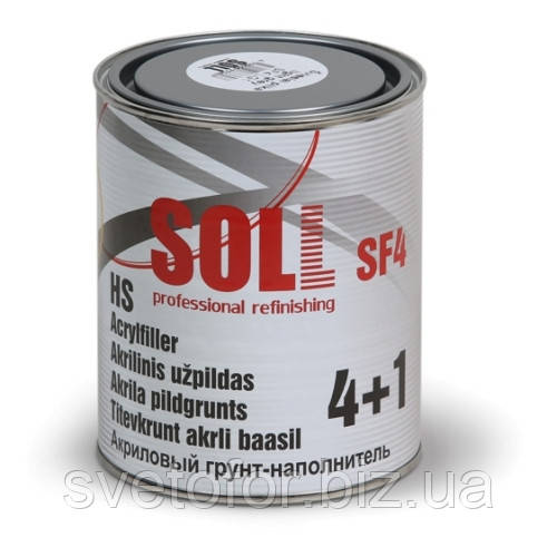 Грунт Акриловый (мокрый По Мокрому) SOLL SF4 4+1 Светло-серый 1л с ...
