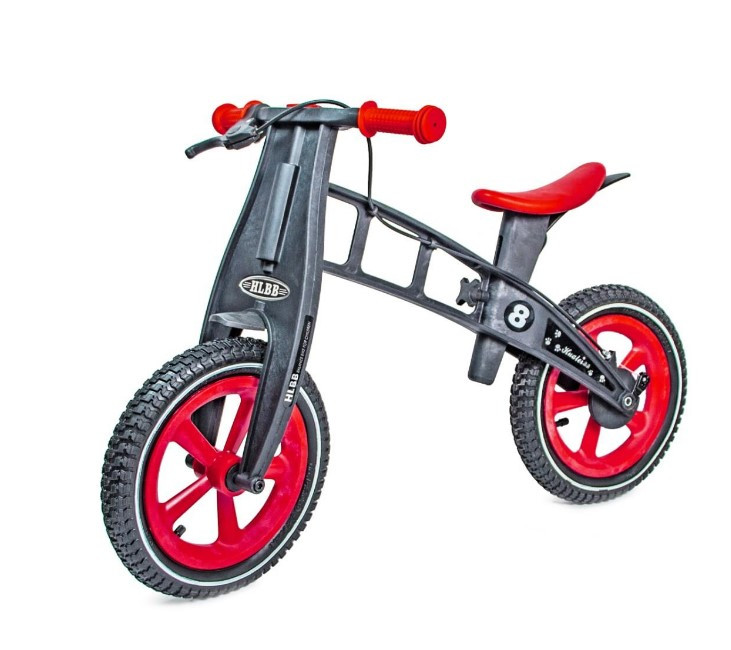 Беговел Balance Trike пластиковий колеса надувні 12 з гальмом чорно-червоний