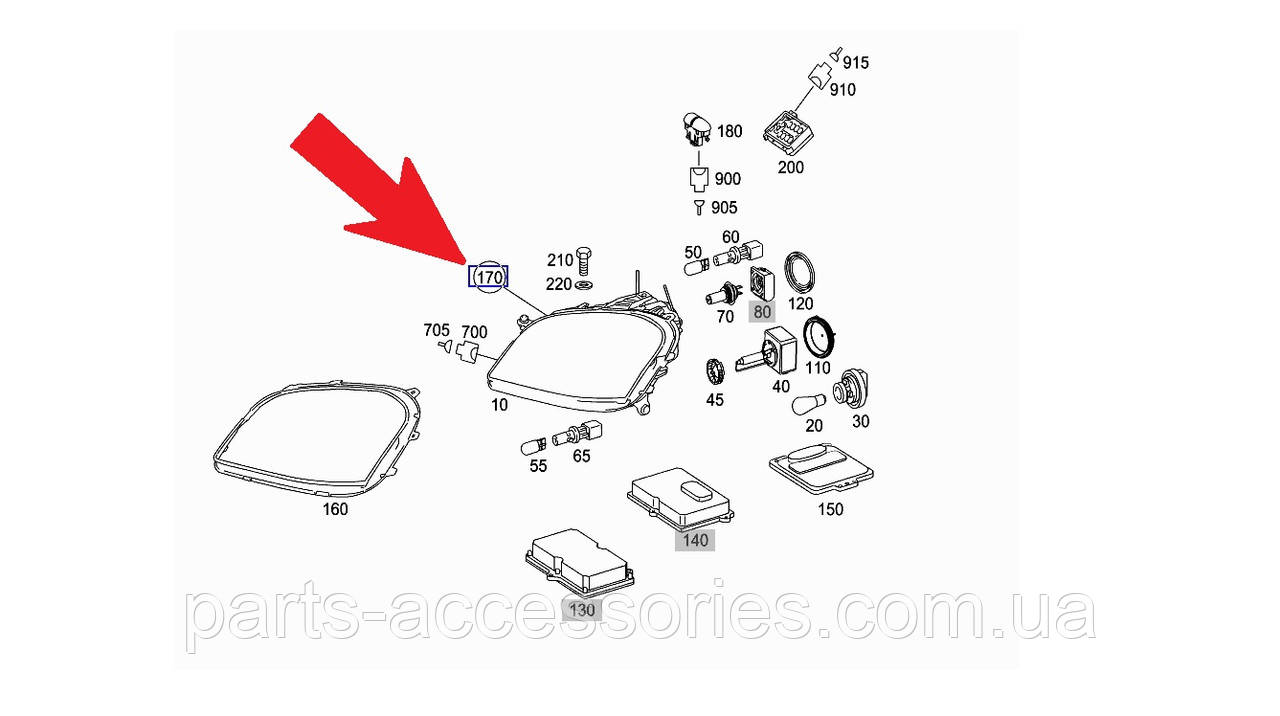 Mercedes ML W164 2006-2012 Рем. комплект кріплень фари фара ліва Нова Оригінал, фото 1
