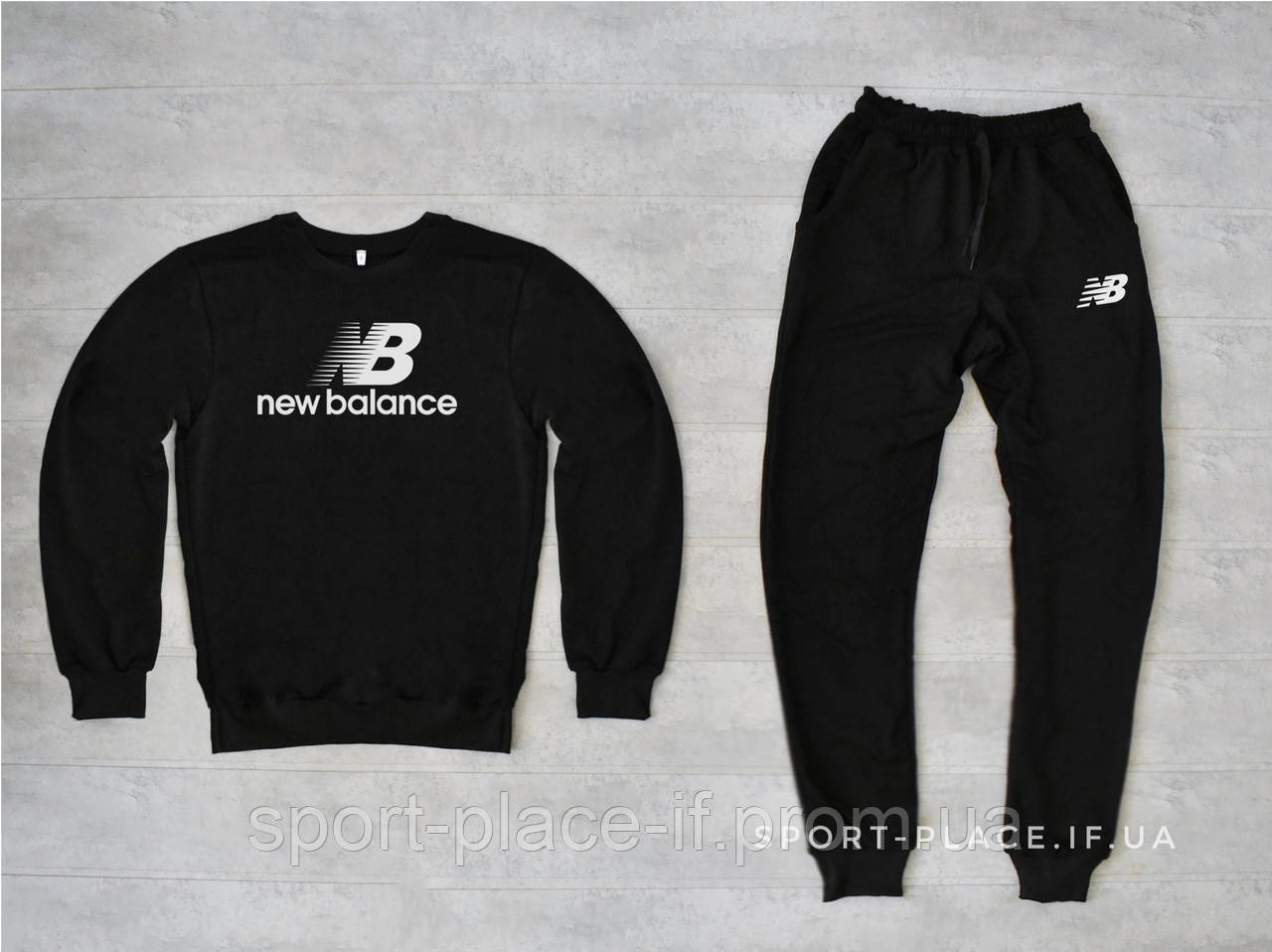 Чоловічий спортивний костюм New Balance (Нью Беланс) чорний світшот , штани (толстовка лонгслив худі)