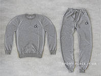 Мужской спортивный костюм Calvin Klein (Кельвин Кляйн) светло серый свитшот , штаны (толстовка лонгслив худи)