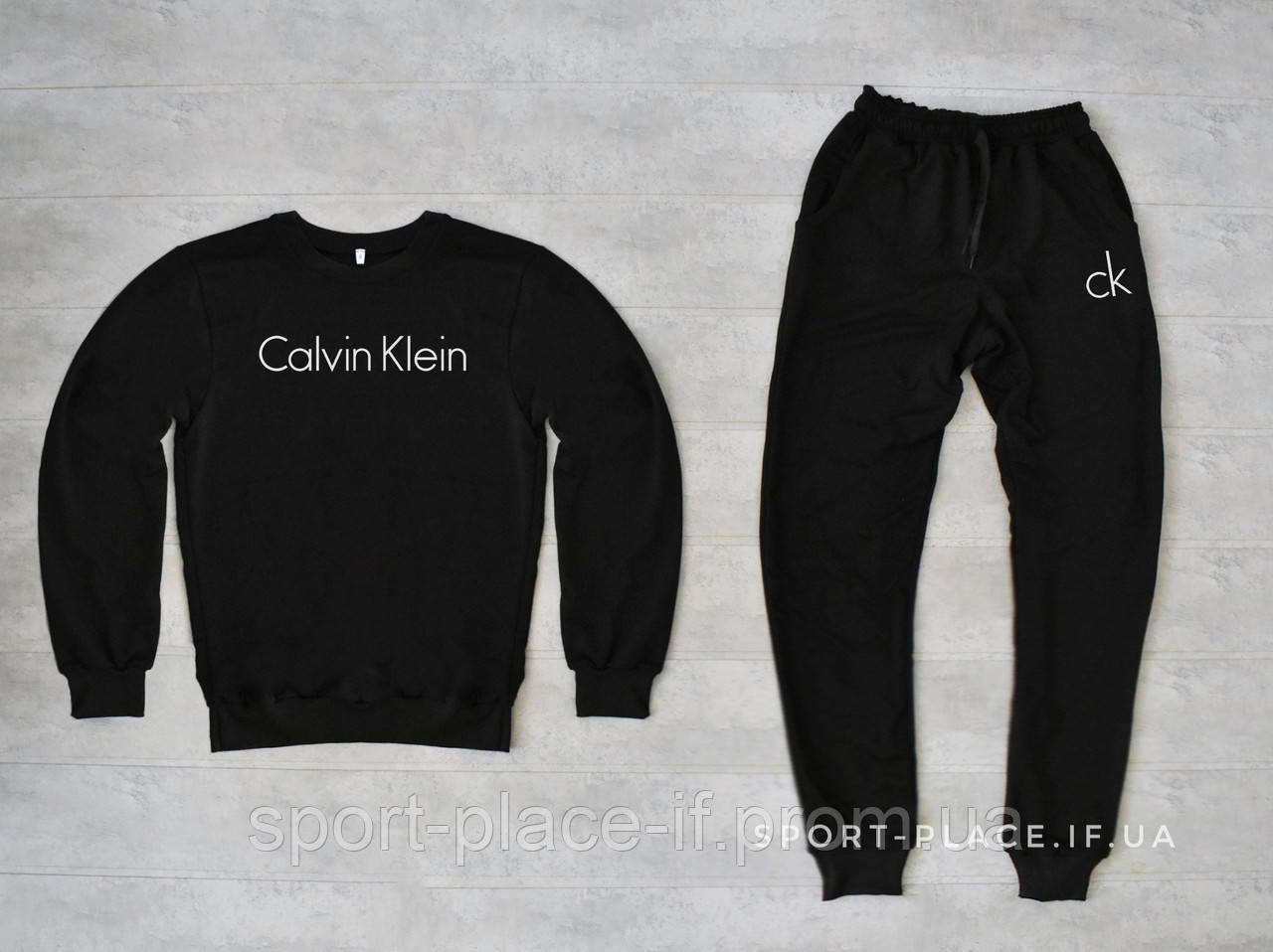 Чоловічий спортивний костюм Calvin Klein (Кельвін Кляйн) чорний світшот , штани (толстовка лонгслив худі)