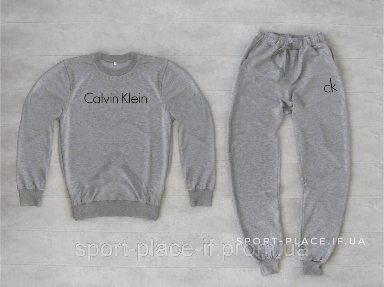 Чоловічий спортивний костюм Calvin Klein (Кельвін Кляйн) світло сірий світшот , штани (толстовка лонгслив худі)