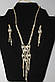 Святковий набір прикраси на шию кольє і сережки золотистий з камінням, фото 2