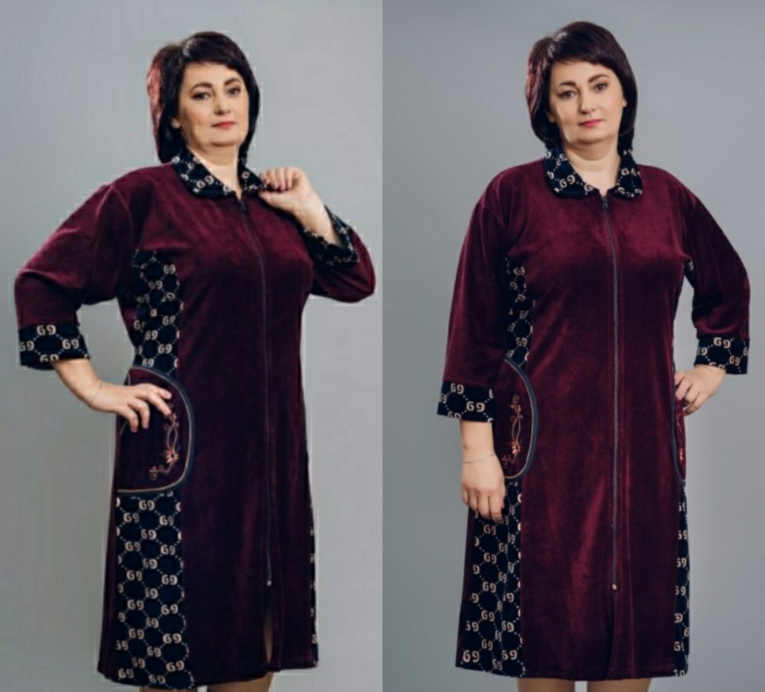 Жіночий халат комбінований