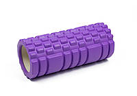 Массажный валик ролик 33х14 см 3D спортивный роллер для массажа спины Grid Roller для фитнеса фиолетовый