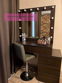 Столик для макияжа с тумбой, стол визажиста с зеркалом и подсветкой 2