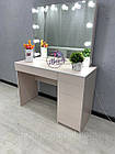 Стіл для візажиста з дзеркалом з ящиками, що відкриваються натисканням, колір - Сакура, фото 4