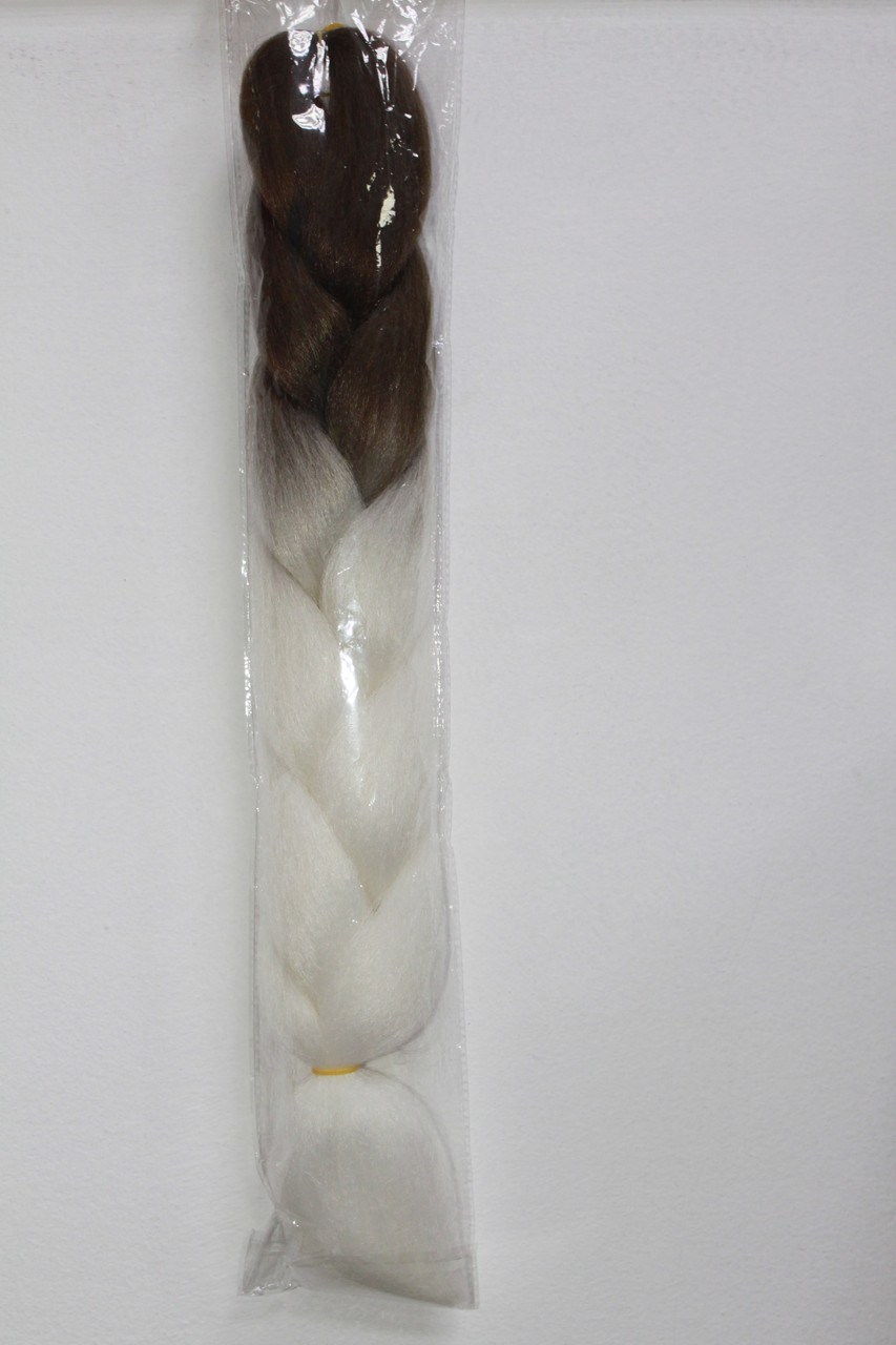 Канекалон омбре натуральний для плетіння кіс і афрокос коричнево білий
