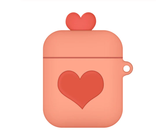 Силіконовий захисний чохол - Airpods Серце Персиковий