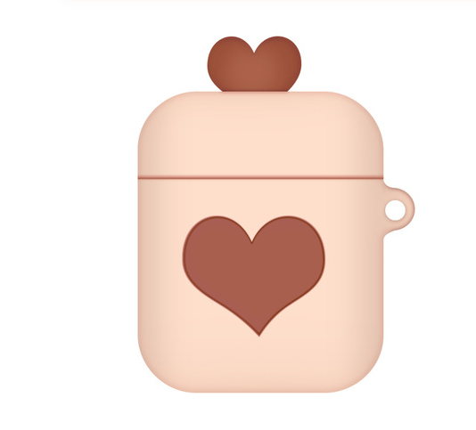 Силіконовий захисний чохол - Airpods Серце Бежевий