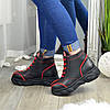 Черевики жіночі в спортивному стилі, натуральна шкіра флотар чорного кольору, фото 2