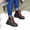 Черевики жіночі в спортивному стилі, натуральна шкіра флотар чорного кольору, фото 5