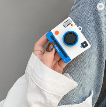 Силіконовий захисний чохол - Airpods Apple. Polaroid Білий з синім