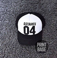 Бейсболка кепка тракер черная с печатью логотипом именем номером надпись