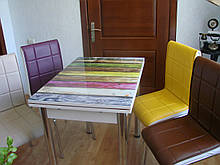 Розкладний стіл обідній кухонний комплект стіл і стільці 3D малюнок 3д "Різнокольорові дошки" ДСП скло 60*90 Лотос-М